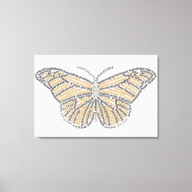 World Word Monarch Butterfly Canvas Print (Front)