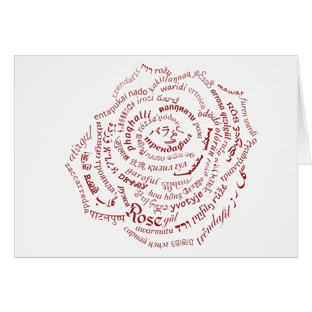 World Word Rose Card (Front Horizontal)
