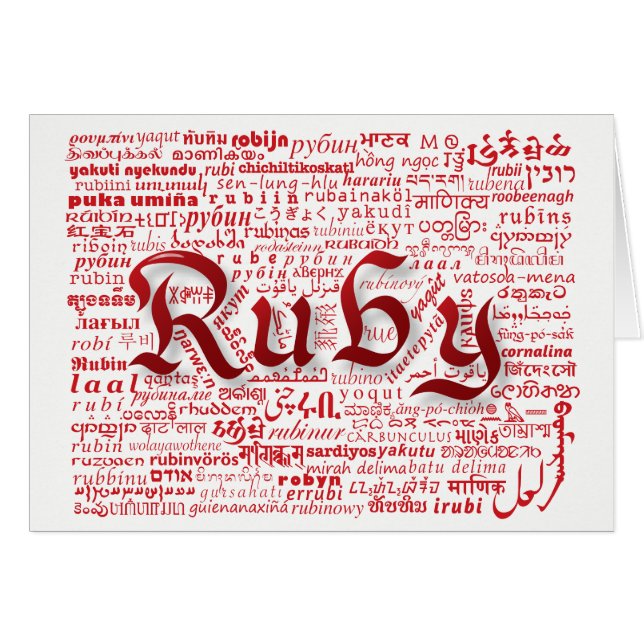 World Word Ruby Anniversary Card (Front Horizontal)
