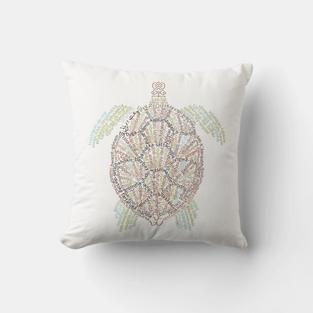 World Word Sea Turtle Pillow (Front)