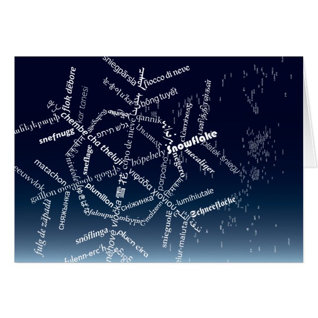 World Word Snowflake Card (Front Horizontal)
