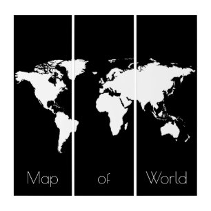 worldmap / map of World, black&white Triptych