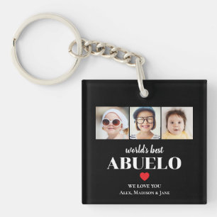Worlds Best Abuelo We love you 3 Kids Photo Names Keychain