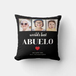 Worlds Best Abuelo We love you 3 Kids Photo Names Throw Pillow
