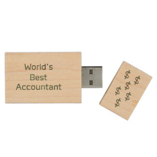 World's Best Accountant with Dollar Signs Wood USB Flash Drive