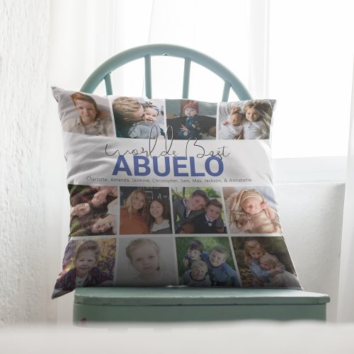 Worlds Best Aguelo  Photo Collage Throw Pillow