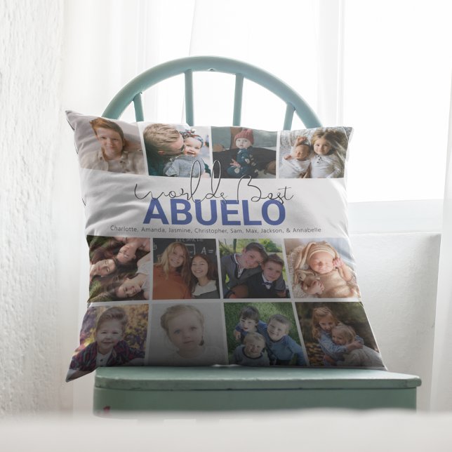 Worlds Best Aguelo | Photo Collage Throw Pillow (Creator Uploaded)