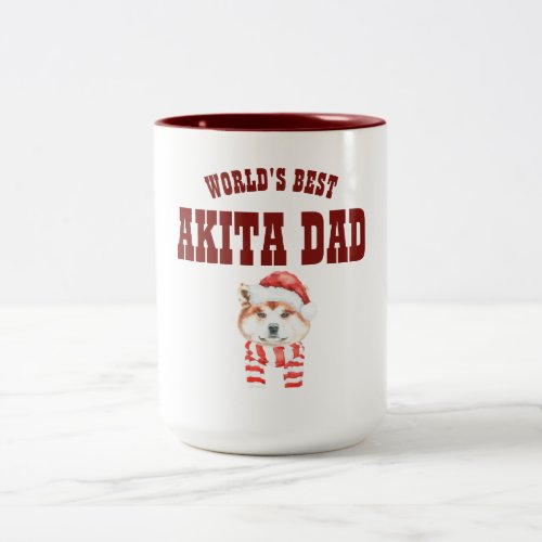 Worlds Best AKITA DOG DAD _ Adorable illustration Two_Tone Coffee Mug