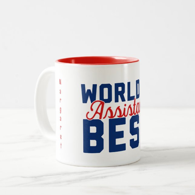 World's Best Assistant Personalized with Name Two-Tone Coffee Mug (Front Left)