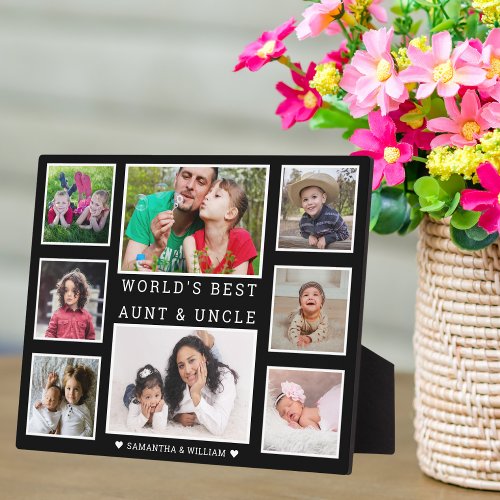 Worlds Best Aunt And Uncle 8 Photo Black  White Plaque