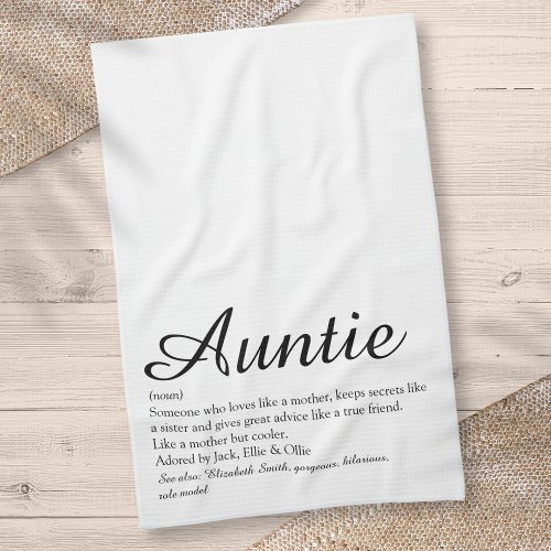 Worlds Best Aunt Auntie Definition Chic Script Kitchen Towel