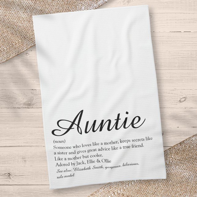 World's Best Aunt, Auntie Definition Chic Script Kitchen Towel (World's Best Aunt, Auntie Definition Chic Script Kitchen Towel)
