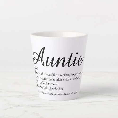 Worlds Best Aunt Auntie Definition Chic Script Latte Mug
