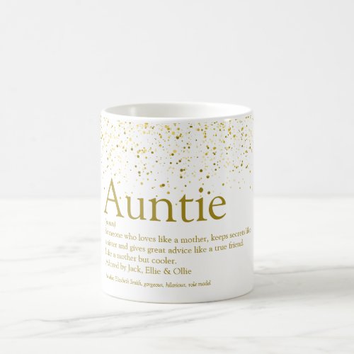 Worlds Best Aunt Auntie Definition Gold Glitter Coffee Mug