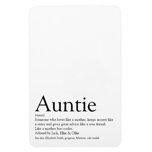 Worlds Best Aunt Auntie Definition Modern Fun Magnet