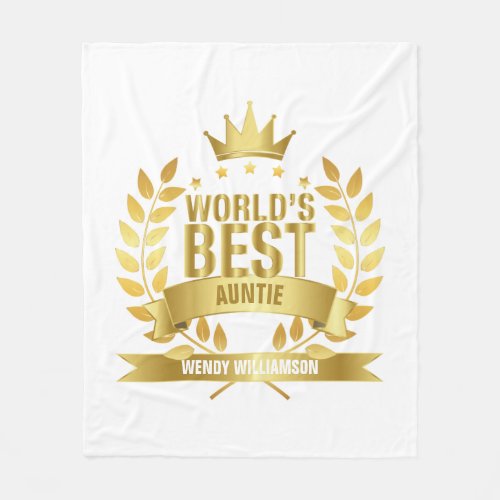 Worlds Best Aunt Auntie Gold Fun Fleece Blanket