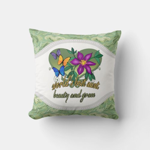 Worlds Best Aunt Beauty and Grace Throw Pillow