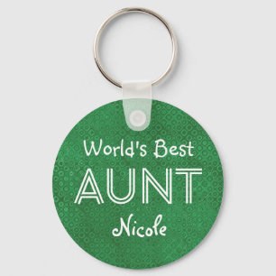 World's Best AUNT Custom Green Gift Item 10 Keychain