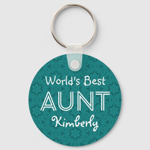Worlds Best AUNT Custom Name Green Gift Item 05 Keychain