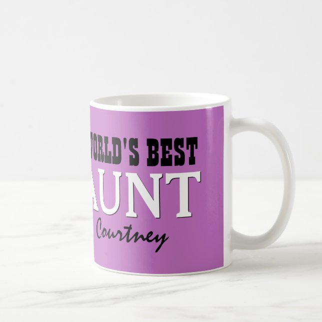 World's Best AUNT Custom Name PURPLE B07 Coffee Mug (Right)