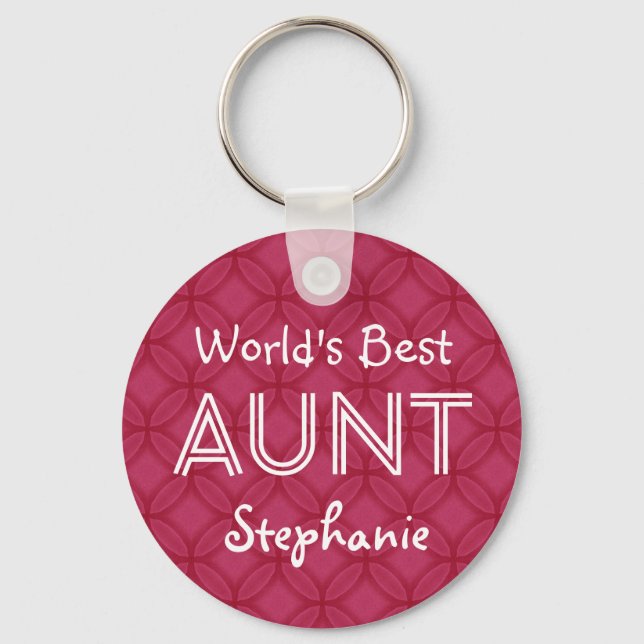 World's Best AUNT Custom Red Gift Item 09 Keychain (Front)
