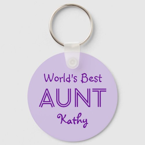 Worlds Best AUNT Lavender Purple Gift 14O Keychain