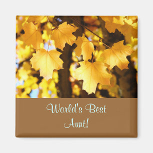 World's Best Aunt! magnet gifts Yellow Autumn