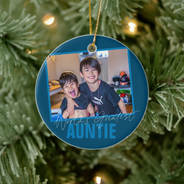 World's Best Aunt | Modern Photo Ceramic Ornament (Tree)