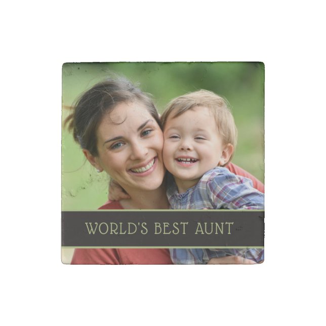 World's Best Aunt Photo Niece Nephew Stone Magnet (Front)