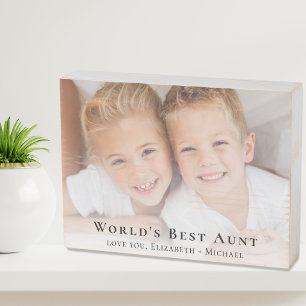 World's Best Aunt Photo Wooden Box Sign