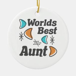 Worlds Best Aunt Retro Ceramic Ornament