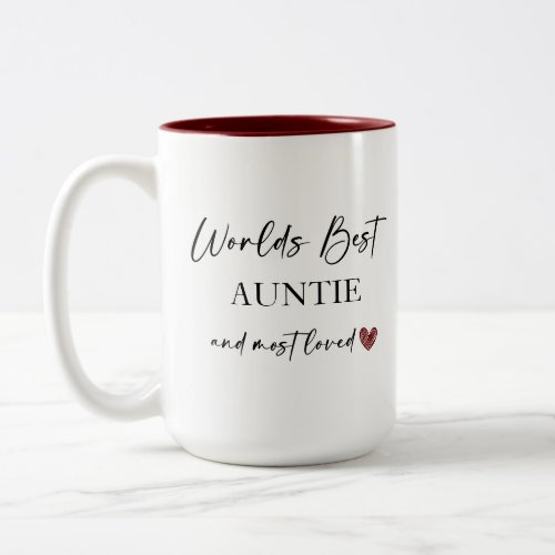 Worlds Best Auntie and Most Loved Photo Gift Two_Tone Coffee Mug