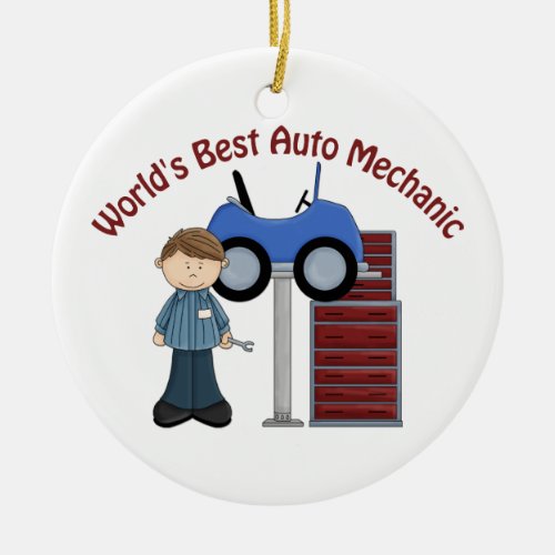 Worlds Best Auto Mechanic Tees and Gifts Ceramic Ornament