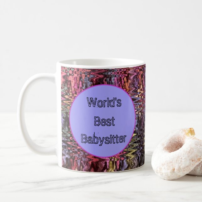 Worlds Best Babysitter Bright Abstract Thank You Coffee Mug (With Donut)