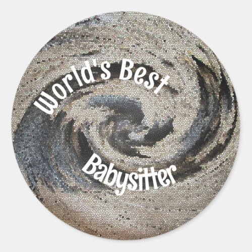 Worlds Best Babysitter Brown Mosaic Caregiver Classic Round Sticker