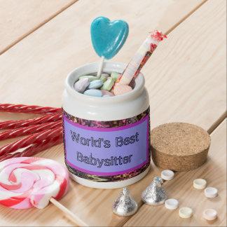 Worlds Best Babysitter Colorful Abstract Thank You Candy Jar