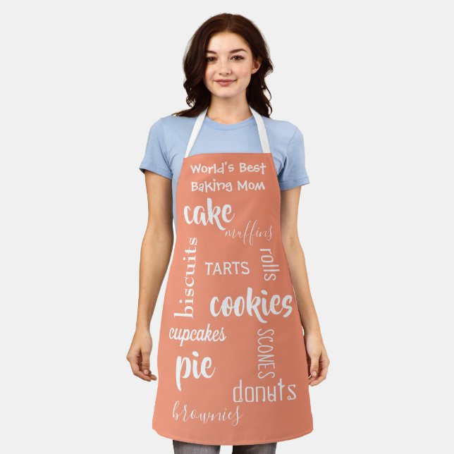 World's Best Baking Mom Peach Apron (Worn)