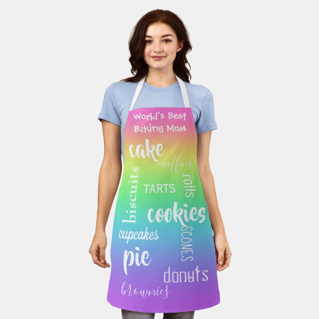 World's Best Baking Mom Rainbow Apron (Worn)