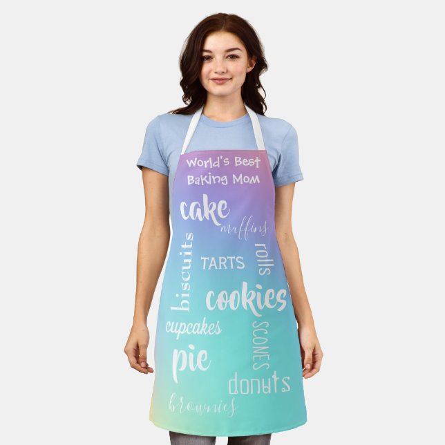 World's Best Baking Mom Words Apron (Worn)