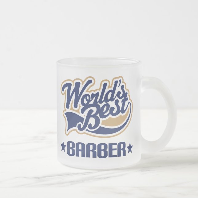 Worlds Best Barber Frosted Glass Coffee Mug (Right)