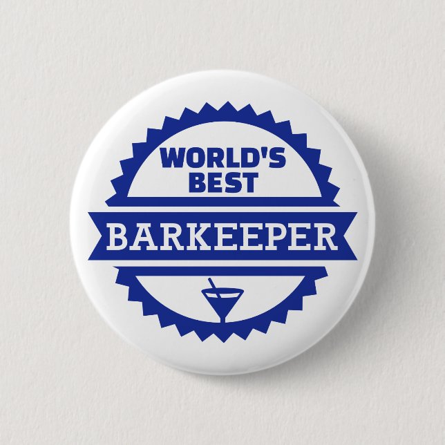 World's best barkeeper bartender button (Front)