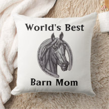 Worlds Best Barn Mom Sketch Black White Horse