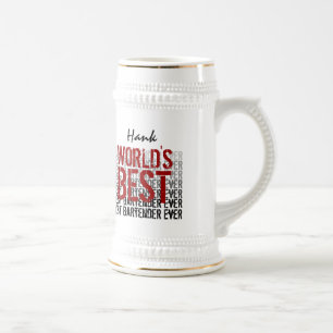 World's Best Bartender Custom Name Beer Stein