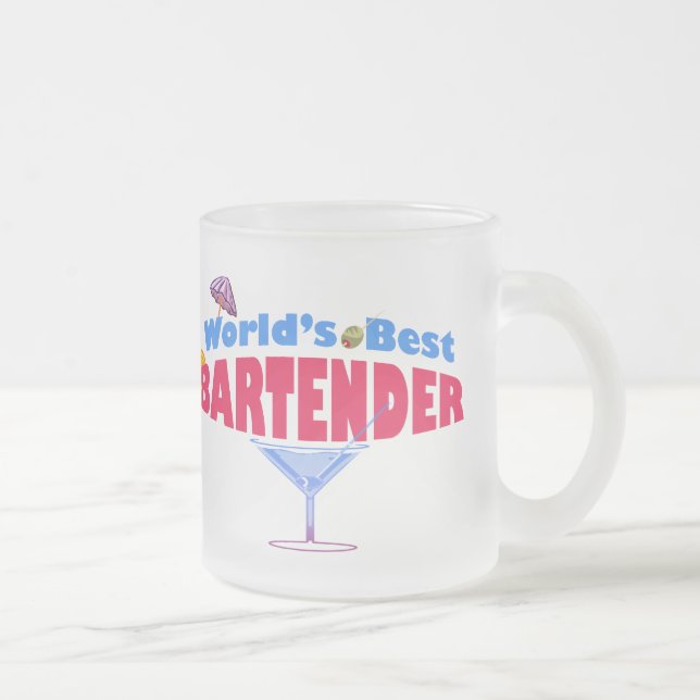 World's Best Bartender Frosted Glass Coffee Mug (Right)