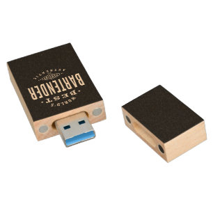 World's Best Bartender Wood Flash Drive