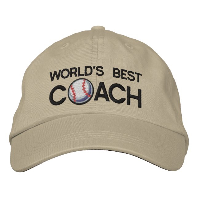 Worlds Best Baseball Coach Embroidered Baseball Cap (Front)