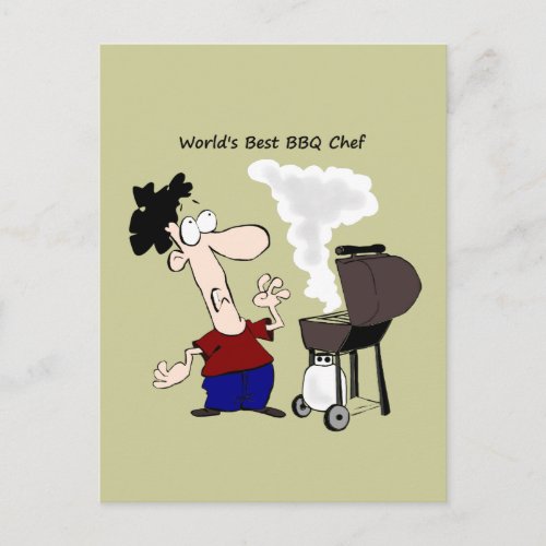 Worlds Best BBQ Chef Fun Quote for him Postcard