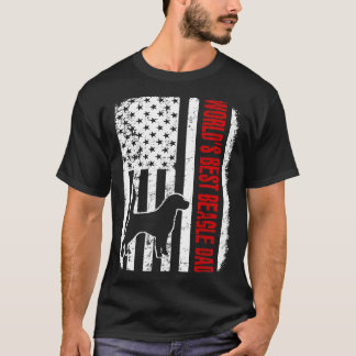 Worlds Best Beagle Dad American Flag T-Shirt