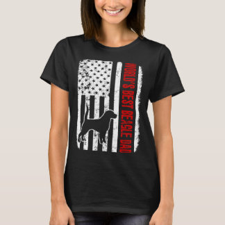 Worlds Best Beagle Dad American Flag T-Shirt