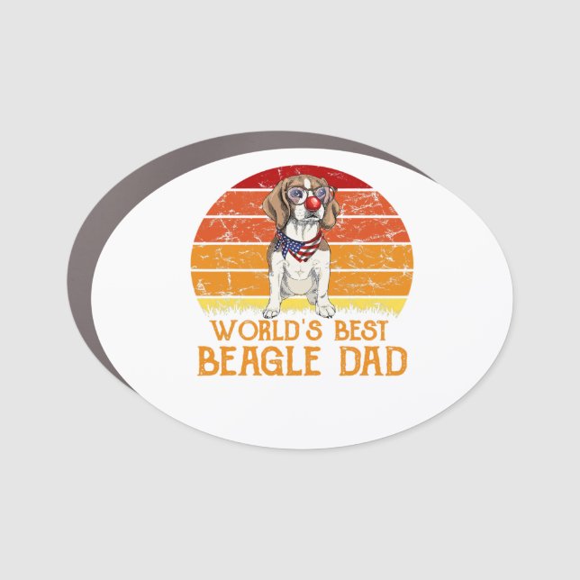 Worlds Best Beagle Dad  Beagle Lover Car Magnet (Front)